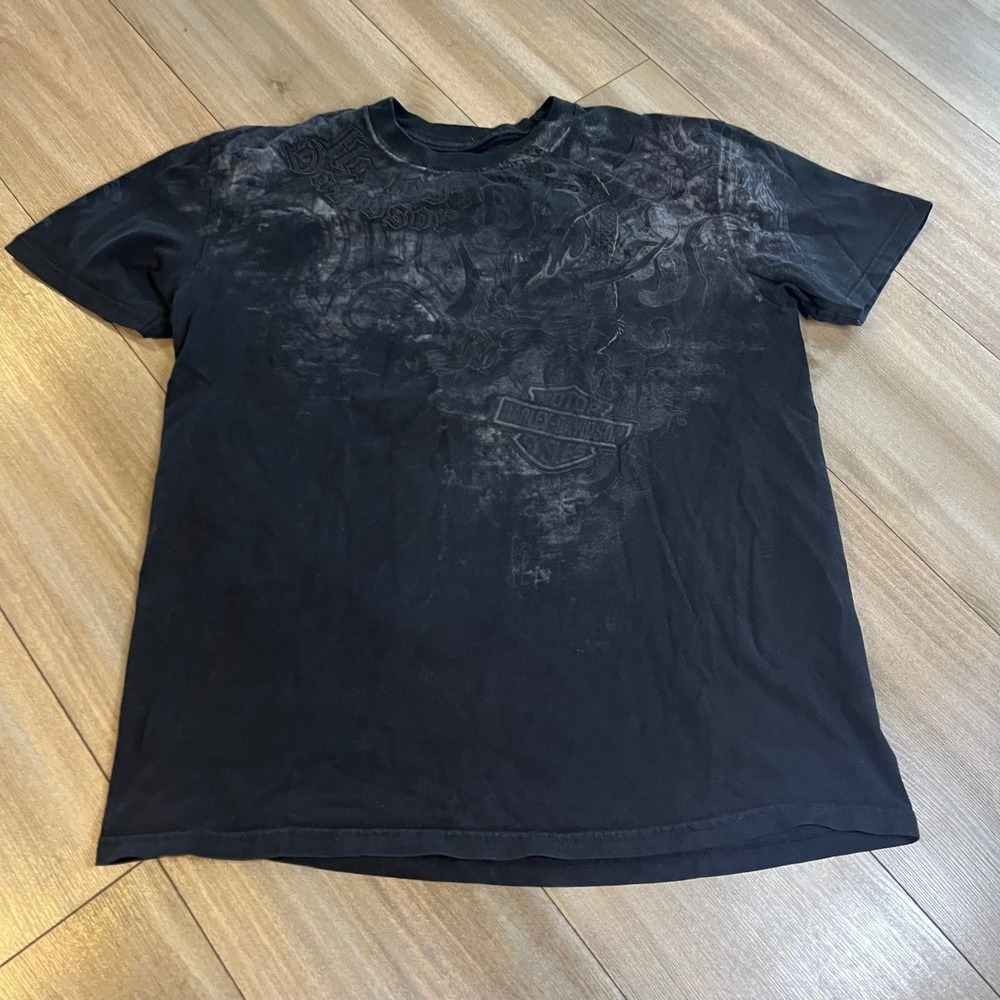 Harley Davidson Black Short Sleeve Tee Men‎ Medium Bin D-27